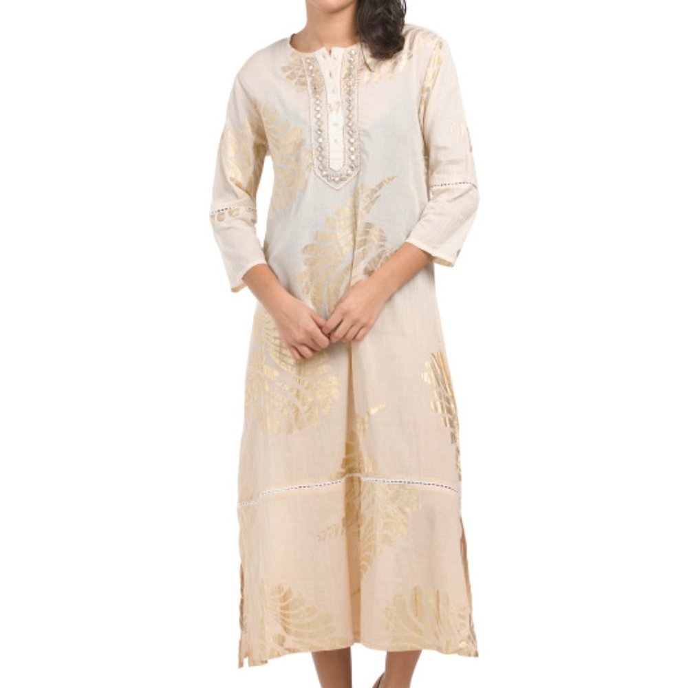 Debbie Katz Ash Metallic Block Print Maxi Tunic Cover Up